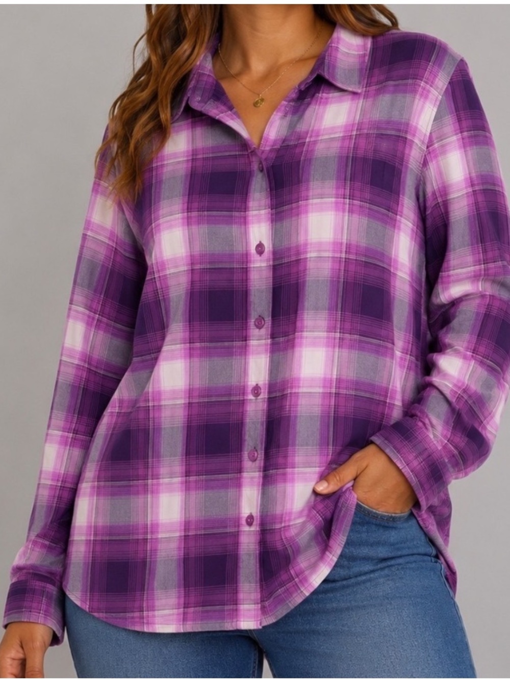 Duluth shirt Medium Sidewinder Plaid outdoor work Purple White stretchy